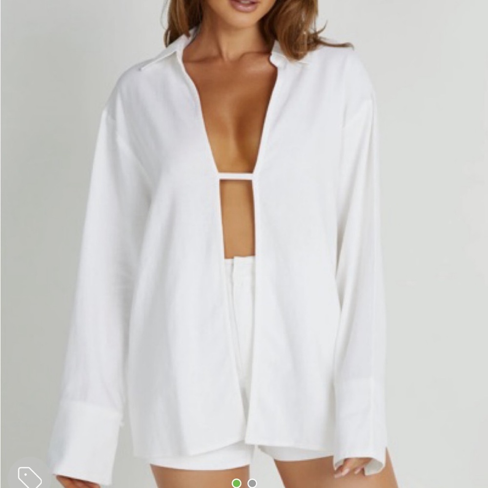 Meshki White Open Front Blouse